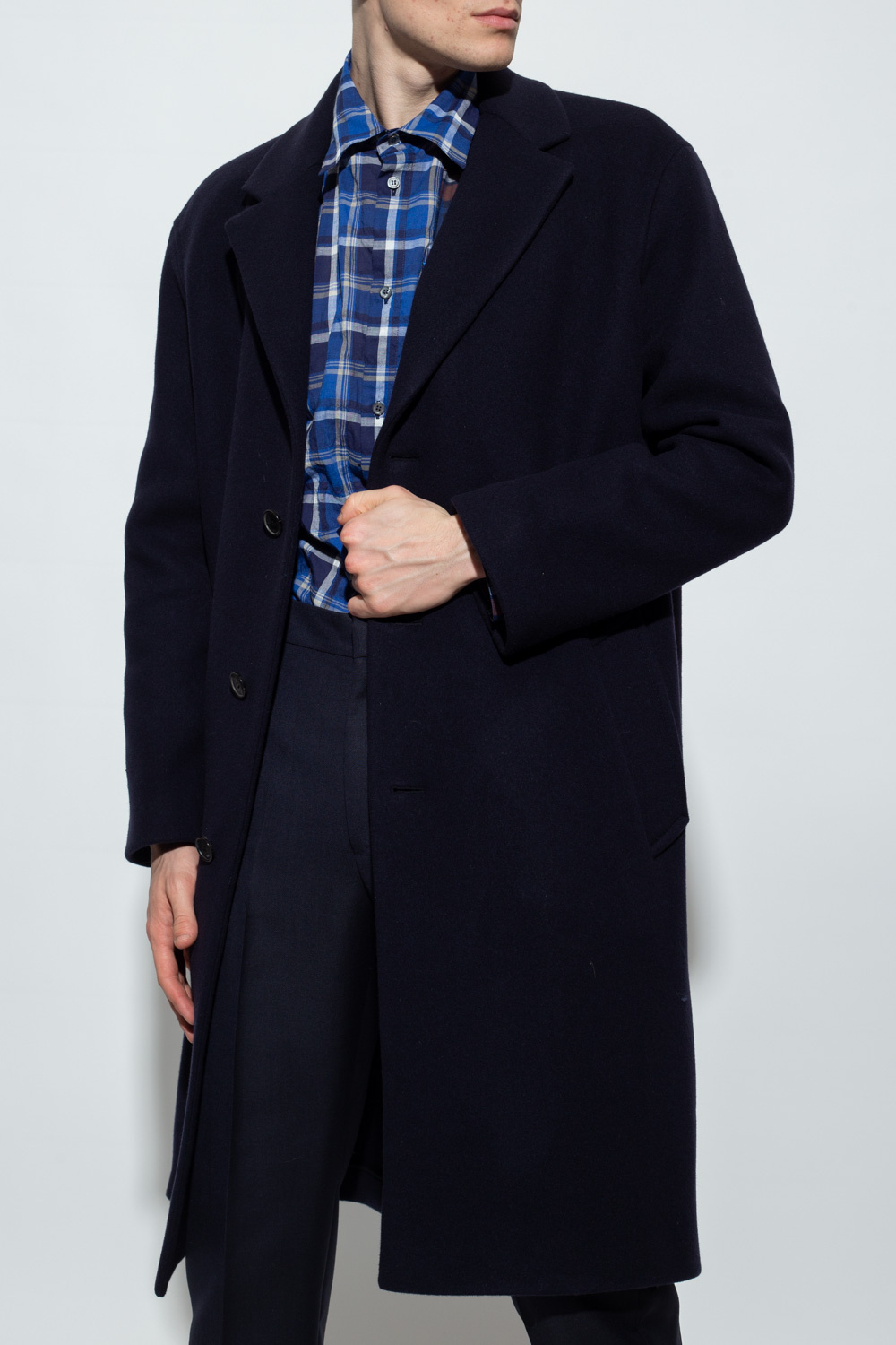 コート LOEWE Midnight Blue Wool Coat Pebble peacoat in wool Blue - LOEWE